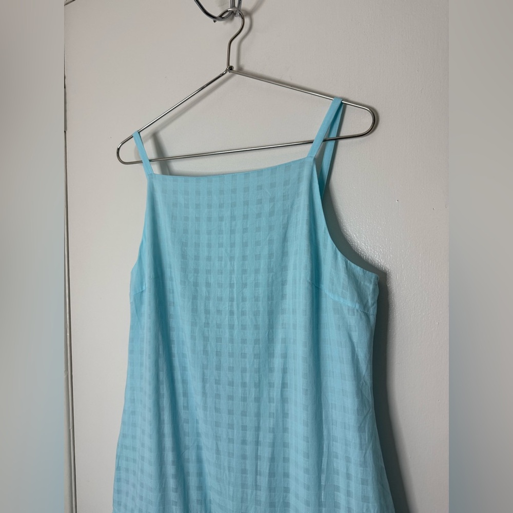 Trina Turk NWT Cherish, sky blue, gingham, bubble hem, sleeveless mini dress L - Picture 6 of 12